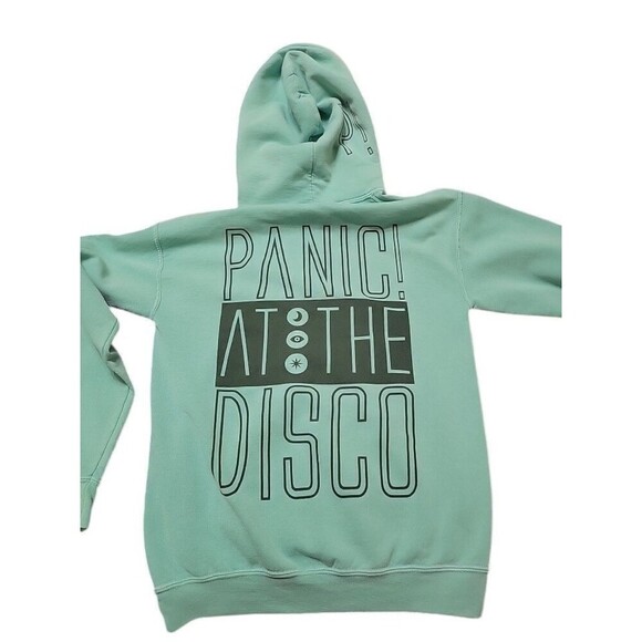 Panic! At the Disco Sz S Concert Sweatshirt Pullover Hoodie 2018 Turquoise/blue - Picture 2 of 7